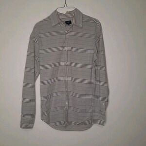 Mens J Crew White & Grey Striped Button Down Long Sleeve Size Small  Shirt
